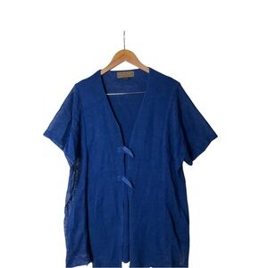 Zuza Bart Blue Linen Cardigan Short Sleeve OS